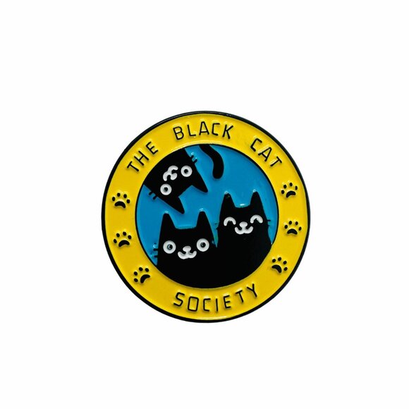 ⭐Pin Lapel Brooch Black Cat Society Cartoon Yellow Animal Cartoon Paw Prints New - Picture 7 of 7